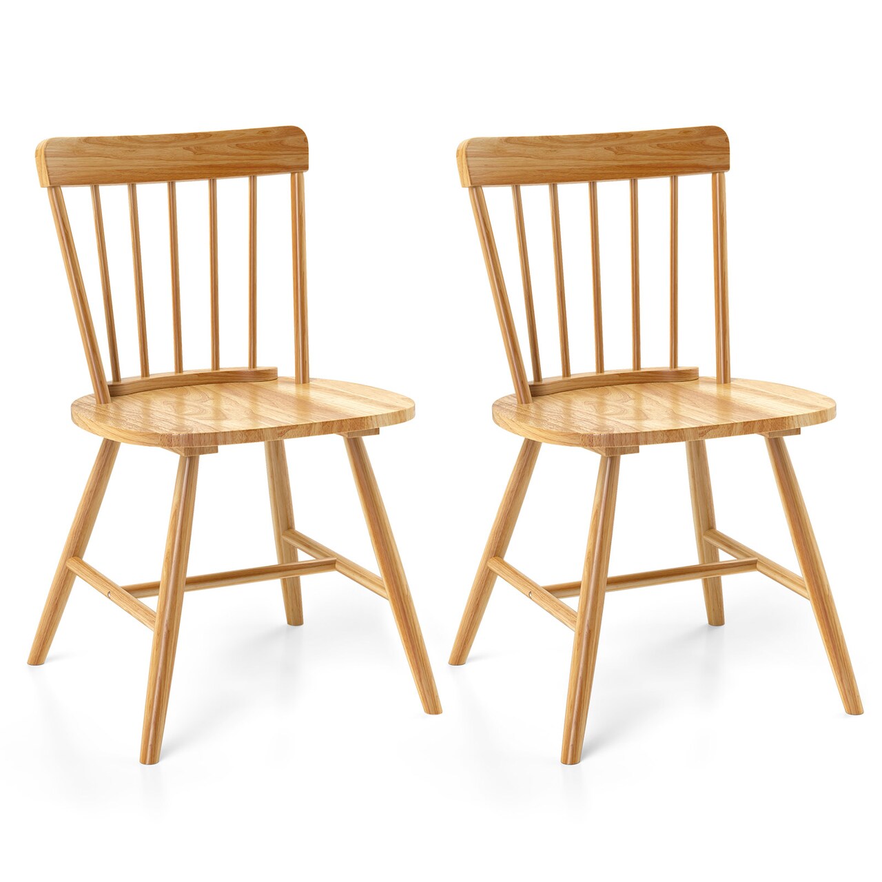 Farmhouse Kitchen Chair Set of 2 with Rubber Wood Frame, Classic Design, Comfortable Seating